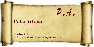 Pete Alexa névjegykártya